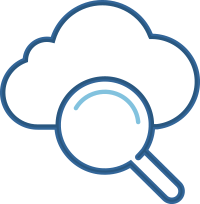 Magnifying glass with cloud icon